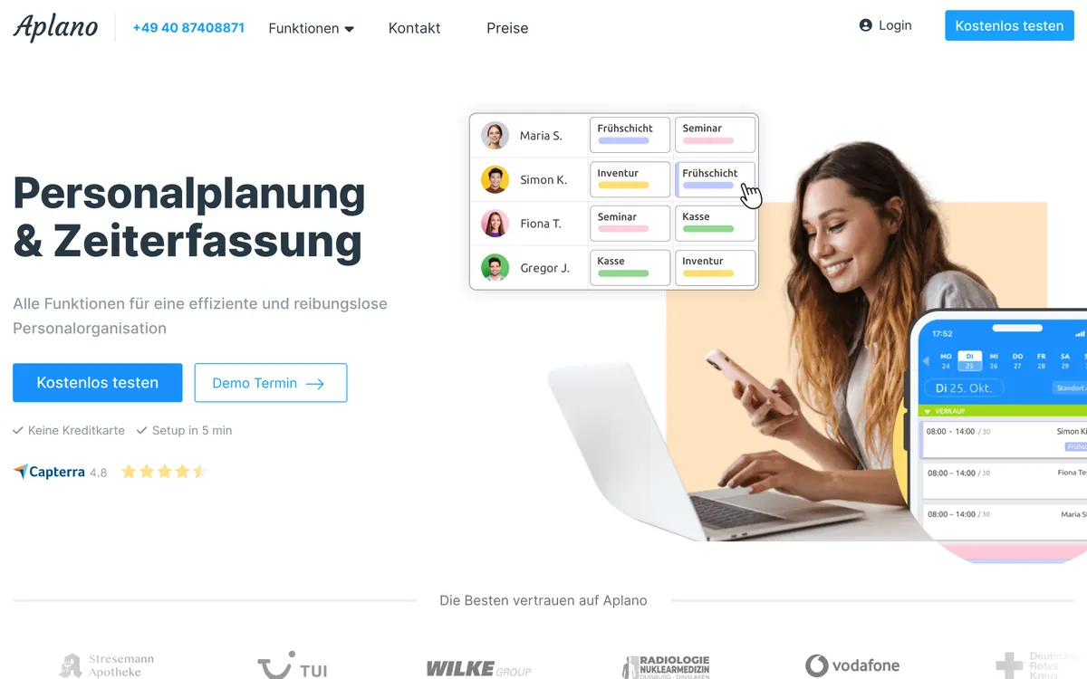Screenshot der Startseite von aplano.de, aufgenommen im August 2026