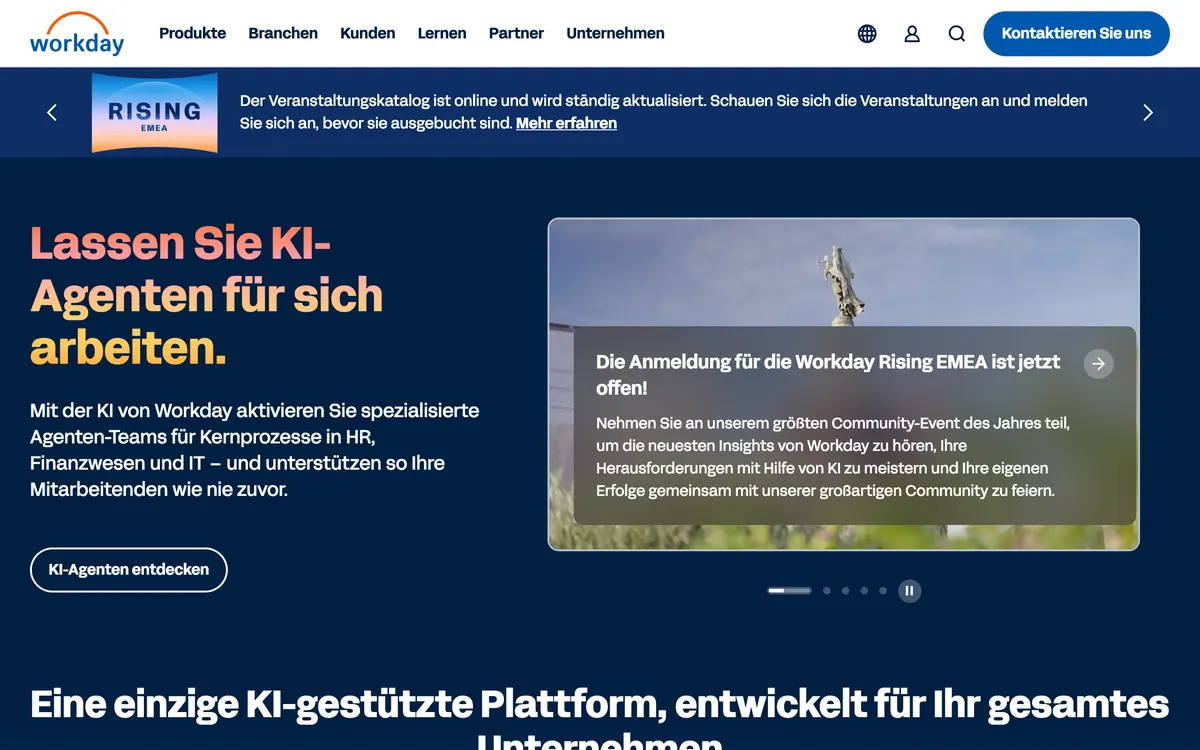 Screenshot der Startseite von workday.com, aufgenommen im August 2026